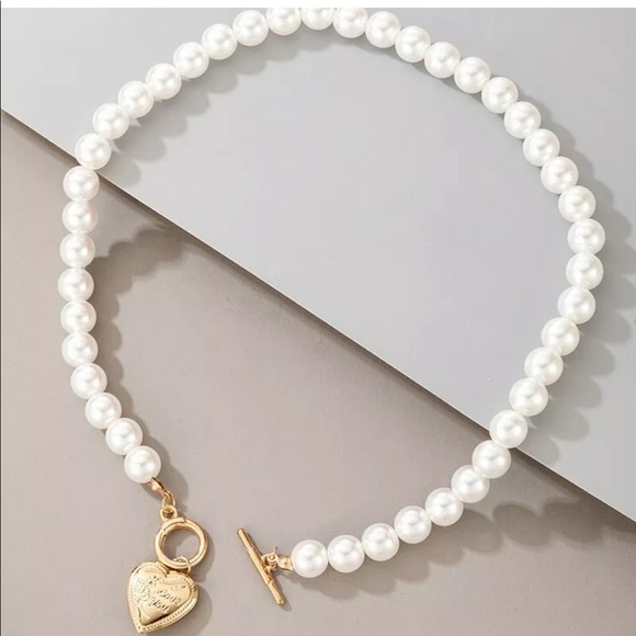New Boho Pearls Choker Gold Color Heart Pendant N - Picture 3 of 10